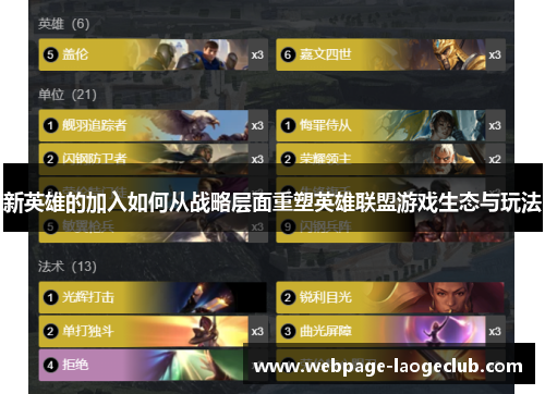 新英雄的加入如何从战略层面重塑英雄联盟游戏生态与玩法