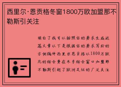 西里尔·恩贡格冬窗1800万欧加盟那不勒斯引关注
